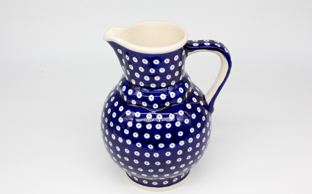 Carafa ceramica smaltuita pentru apa / limonada / vin Blue Eyes, pictata manual, 1,75 L [0]