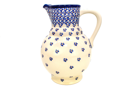 Carafa ceramica smaltuita pentru apa / limonada/ vin Blue Field, pictata manual, 1,75 L [3]