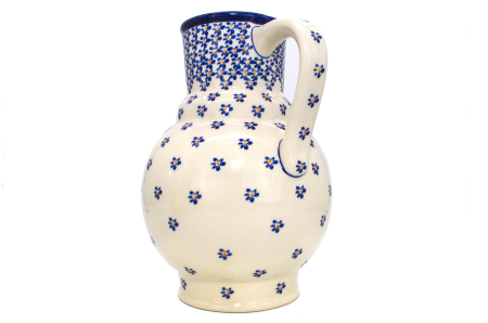 Carafa ceramica smaltuita pentru apa / limonada/ vin Blue Field, pictata manual, 1,75 L [7]