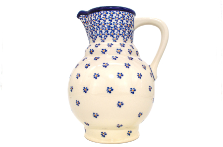 Carafa ceramica smaltuita pentru apa / limonada/ vin Blue Field, pictata manual, 1,75 L [5]