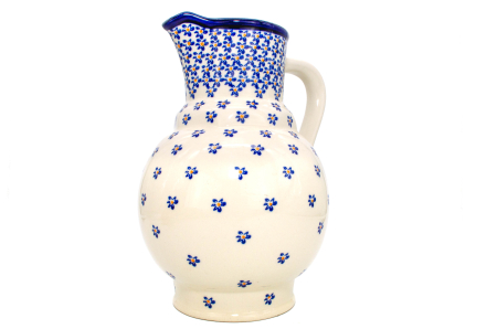 Carafa ceramica smaltuita pentru apa / limonada/ vin Blue Field, pictata manual, 1,75 L [6]