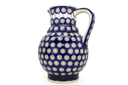 Carafa ceramica smaltuita pentru apa / limonada / vin Peacock Eyes, pictata manual, 1,75 L [5]