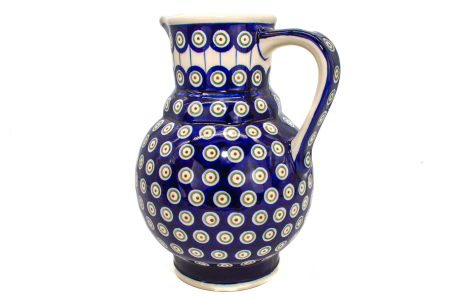 Carafa ceramica smaltuita pentru apa / limonada / vin Peacock Eyes, pictata manual, 1,75 L [7]