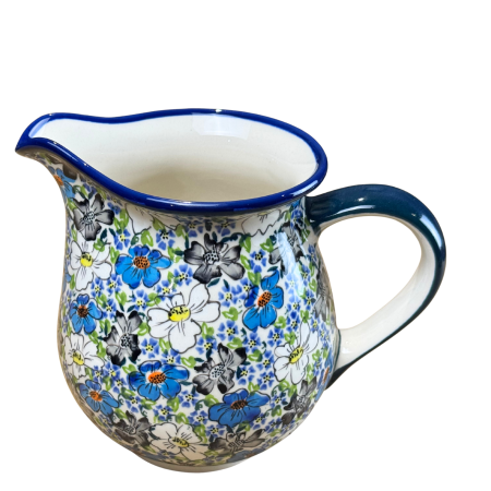 Carafe ceramica - Carafa vin, apa, limonada, din ceramica smaltuita Floral Beauty, pictata manual, 1,7 L