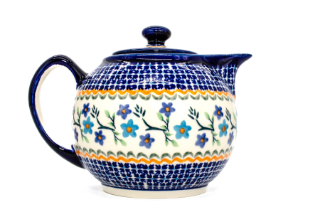 Ceainice - Ceainic Basket of Blue, ceramica smaltuita, pictat manual, 1 L