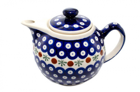 Ceainic Blue Eyes Festive, ceramica smaltuita, pictat manual, 1 L [4]