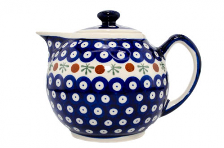 Ceainice - Ceainic Blue Eyes Festive, ceramica smaltuita, pictat manual, 1 L