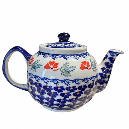Ceainice - Ceainic cu capac , din ceramica smaltuita, pictat manual, 1,0 L