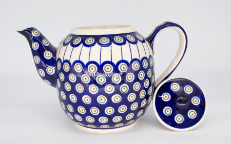 Ceainic cu capac Peacock Eyes, din ceramica smaltuita, pictat manual, 1,5 L [3]