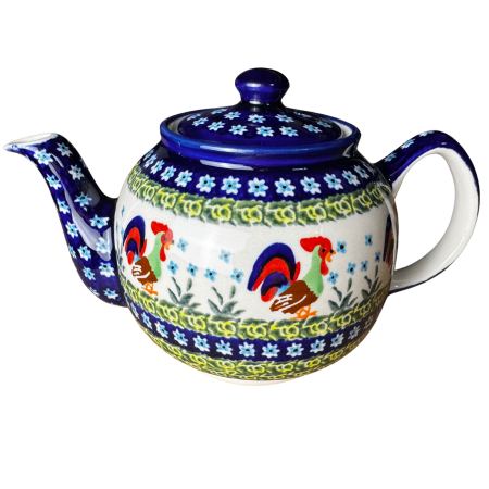 Ceainice - Ceainic cu capac, Vintage Rooster, ceramica smaltuita, pictat manual, 1,0 L