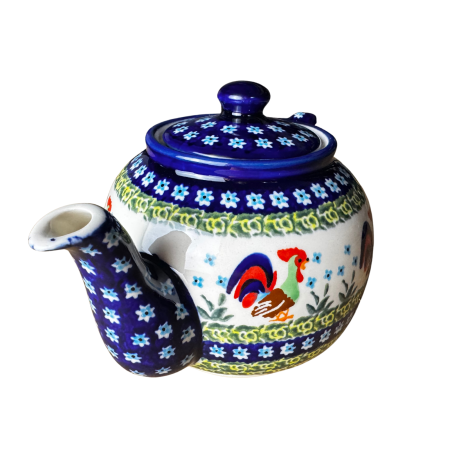 Ceainic cu capac, Vintage Rooster, ceramica smaltuita, pictat manual, 1,0 L [2]