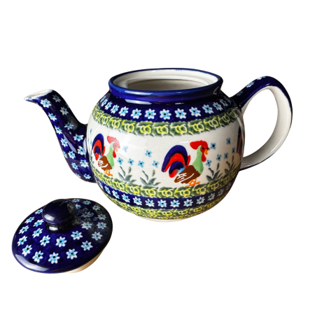 Ceainic cu capac, Vintage Rooster, ceramica smaltuita, pictat manual, 1,0 L [7]