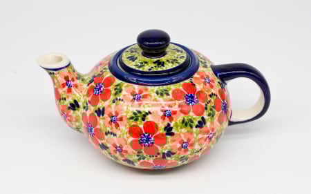 Ceainic Fire Poppies, ceramica smaltuita, pictat manual, 420 ml [2]