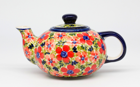 Ceainic Fire Poppies, ceramica smaltuita, pictat manual, 420 ml [0]