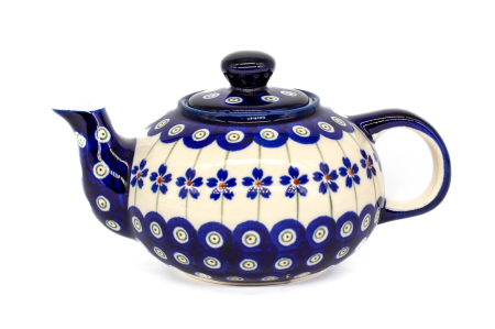 Ceainice - Ceainic Floral Peacock, ceramica smaltuita, pictat manual, 420 ml