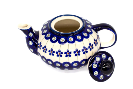 Ceainic Floral Peacock, ceramica smaltuita, pictat manual, 420 ml [7]