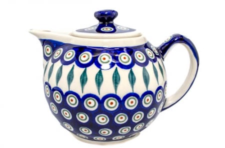 Ceainice - Ceainic Peacock Tear Drops, ceramica smaltuita, pictat manual, 1 L