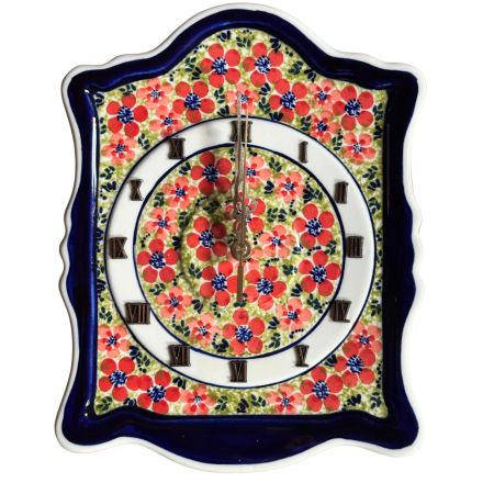 Colectia Fire Poppies - Ceas de perete Fire Poppies, ceramica smaltuita, pictat manual, 22,3 x 29,7 cm