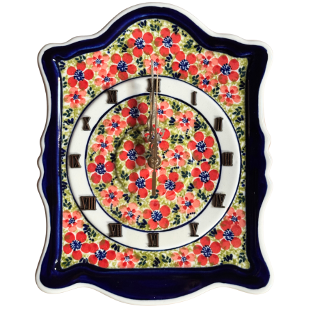 Ceas de perete Fire Poppies, ceramica smaltuita, pictat manual, 22,3 x 29,7 cm [1]