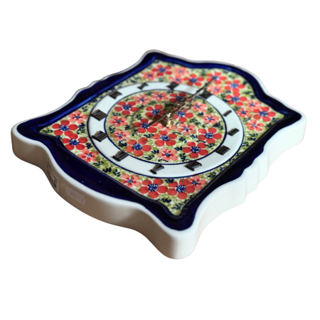 Ceas de perete Fire Poppies, ceramica smaltuita, pictat manual, 22,3 x 29,7 cm [4]