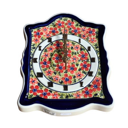 Ceas de perete Fire Poppies, ceramica smaltuita, pictat manual, 22,3 x 29,7 cm [3]