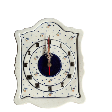 Ceas de perete Little Flowers, ceramica smaltuita, pictat manual, 22,3 x 29,7 cm [4]