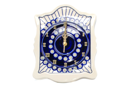 Ceas de perete Peacock Eyes, ceramica smaltuita, pictat manual, 22,3 x 29,7 cm [3]
