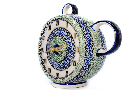 Ceas in forma de ceainic Sweet Dreams, ceramica smaltuita, pictat manual, 10,6 x 31,5 cm [2]