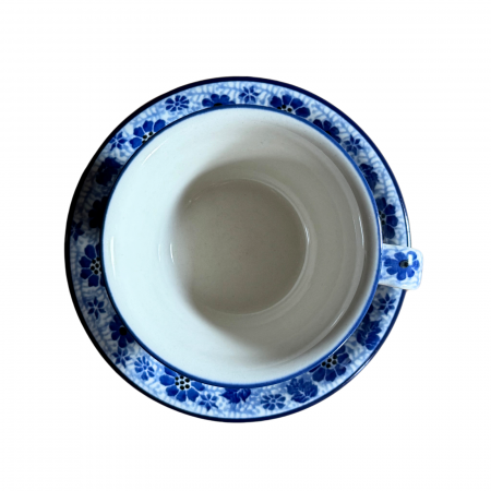 Ceasca cafea cu farfurie Butterfly Dance, ceramica smaltuita, pictata manual, 220 ml [2]