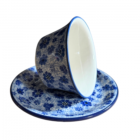 Ceasca cafea cu farfurie Butterfly Dance, ceramica smaltuita, pictata manual, 220 ml [3]