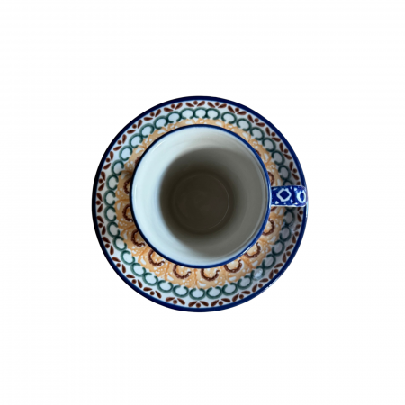 Ceasca espresso inalta cu farfurie, Morning Sunrise, ceramica smaltuita, pictata manual, 120 ml [3]