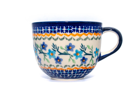 Ceasca pentru cafea Basket of Blue, ceramica smaltuita, pictata manual, 350 ml [0]