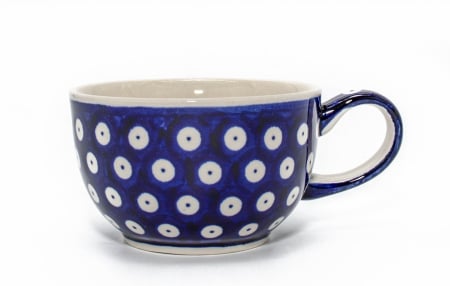 Cani ceramica - Ceasca pentru cafea Blue Eyes, ceramica smaltuita, pictata manual, 210 ml
