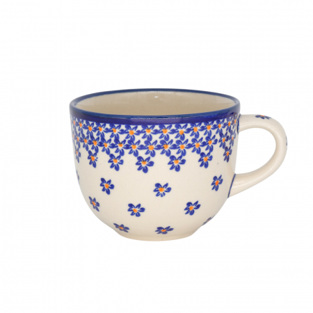 Colectia Blue Field - Ceasca pentru cafea Blue Field, ceramica smaltuita, pictata manual, 350 ml