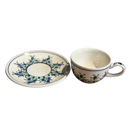 Ceasca pentru cafea cu farfurie Berries, ceramica smaltuita, pictata manual, 210 ml [6]