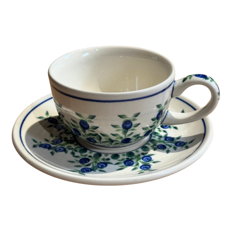 Ceasca pentru cafea cu farfurie Berries, ceramica smaltuita, pictata manual, 210 ml [2]