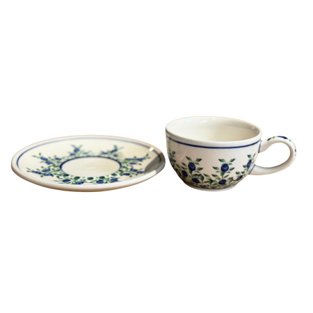 Ceasca pentru cafea cu farfurie Berries, ceramica smaltuita, pictata manual, 210 ml [3]
