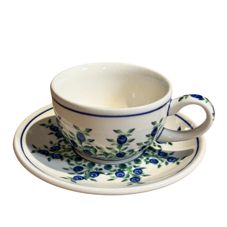 Ceasca pentru cafea cu farfurie Berries, ceramica smaltuita, pictata manual, 210 ml [1]