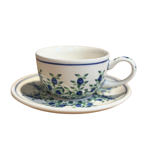 Ceasca pentru cafea cu farfurie Berries, ceramica smaltuita, pictata manual, 210 ml [5]