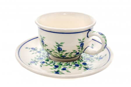 Ceasca pentru cafea cu farfurie Berries, ceramica smaltuita, pictata manual, 220 ml [1]