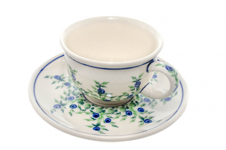 Ceasca pentru cafea cu farfurie Berries, ceramica smaltuita, pictata manual, 220 ml [3]