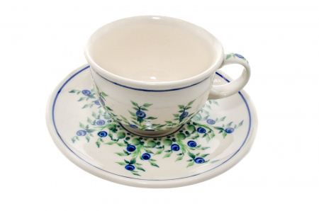 Ceasca pentru cafea cu farfurie Berries, ceramica smaltuita, pictata manual, 220 ml [4]