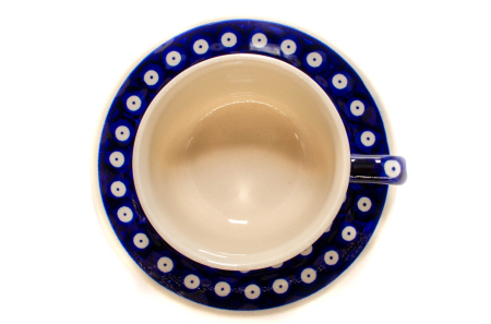 Ceasca pentru cafea cu farfurie Blue Eyes, ceramica smaltuita, pictata manual, 210 ml [6]