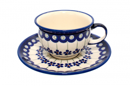 Ceasca pentru cafea cu farfurie Floral Peacock ceramica smaltuita, pictata manual, 220 ml [2]