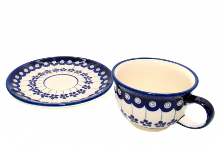 Ceasca pentru cafea cu farfurie Floral Peacock ceramica smaltuita, pictata manual, 220 ml [7]
