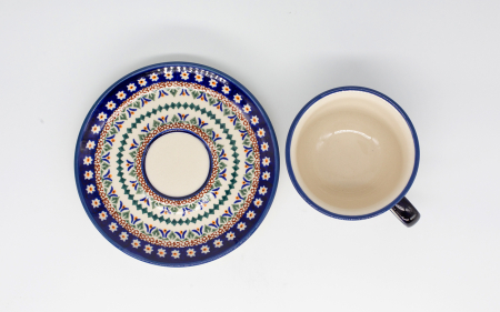 Ceasca pentru cafea cu farfurie Bright Eyes, ceramica smaltuita, pictata manual, 220 ml [3]
