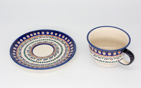 Ceasca pentru cafea cu farfurie Bright Eyes, ceramica smaltuita, pictata manual, 220 ml [4]