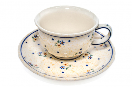 Ceasca pentru cafea cu farfurie Little Flowers ceramica smaltuita, pictata manual, 220 ml [5]