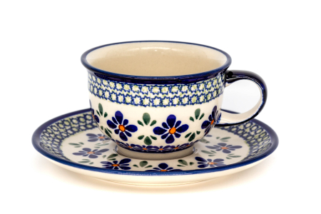 Colectia Joy - 2 x Ceasca pentru cafea cu farfurie Joy, ceramica smaltuita, pictata manual, 220 ml