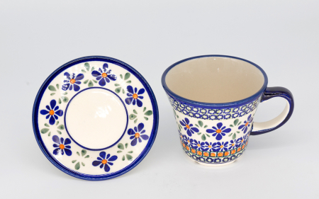 Ceasca pentru cafea cu farfurie Joy, ceramica smaltuita, pictata manual, 240 ml [2]